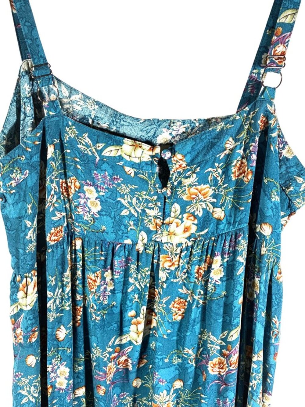 Natural Life Blue Floral Maxi sundress Adjustable Straps & back Button Detail L - Picture 4 of 11